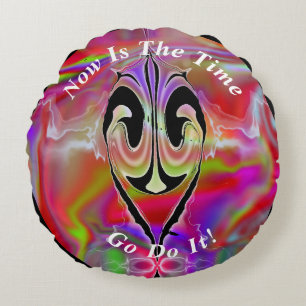 Unique Abstract Marble Liquified  Round Cushion