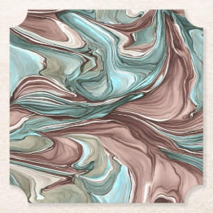 Unique Abstract Mauve Blue Green Swirls Coaster
