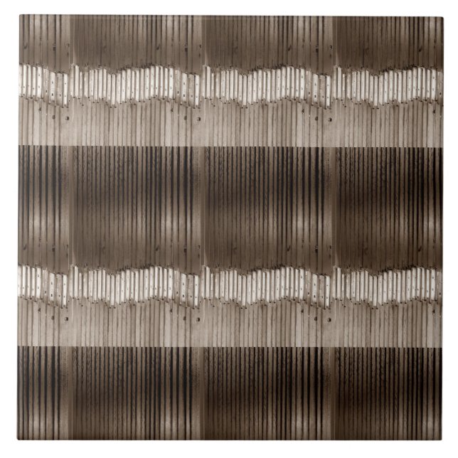 Unique Abstract Pattern Brown and Beige Ceramic Tile (Front)