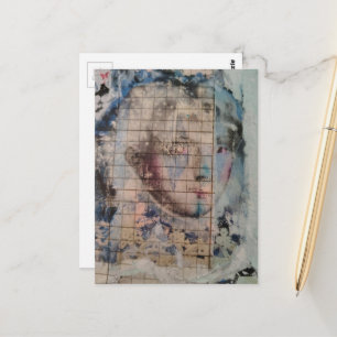 Unique abstract person mixed media Collage Postcard