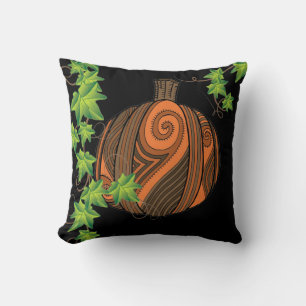 Unique Abstract Pumpkin Halloween Throw Pillow