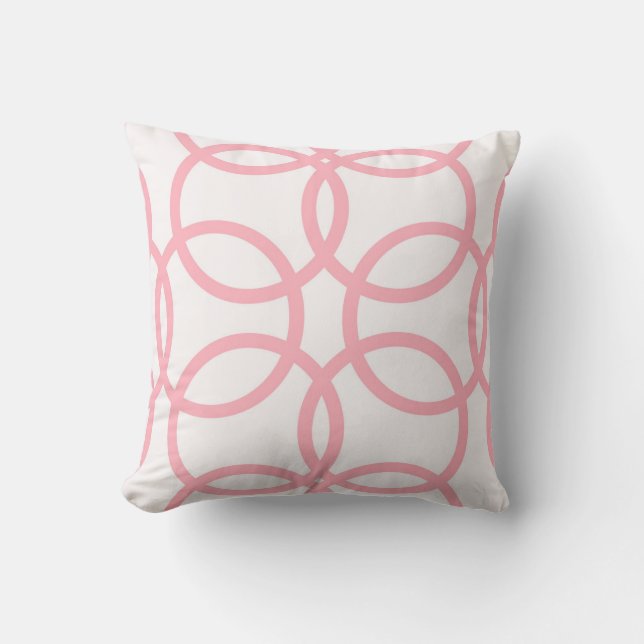 Unique Accent Throw Pillow. Pink, White Pattern. Cushion (Front)