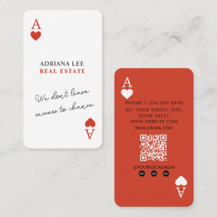 Unique Ace Hearts Real Estate Agent QR Code Business Card