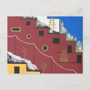 Unique Adobe Southwest Desert Folk Art Postcard