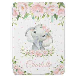 Unique Adorable Elephant Pastel Blush Pink Floral iPad Air Cover