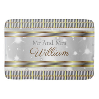 Unique Aesthetic Gold Silver Stylish Wedding Bath Mat