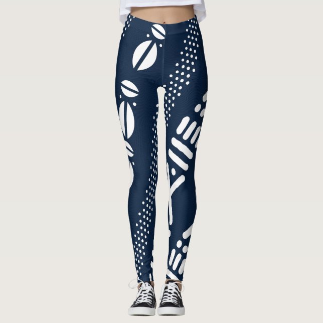 Unique African Blue Bogolan Leggings  (Front)