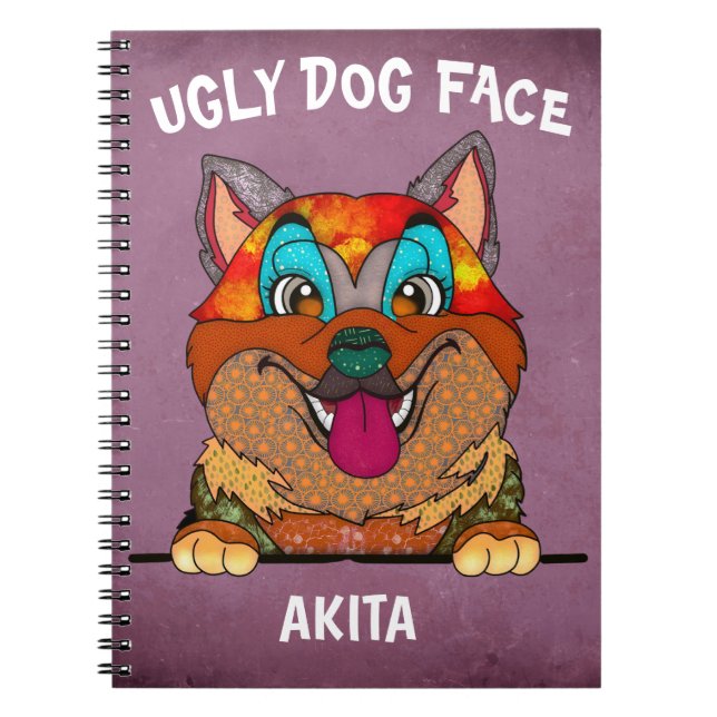 Unique Akita ugly dog face Notebook (Front)