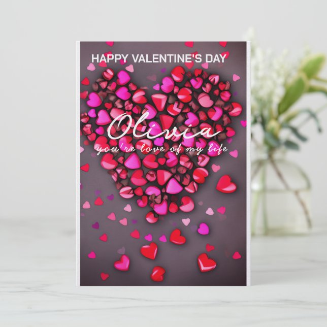 Unique All Hearts Personalised Valentines Day Card (Standing Front)