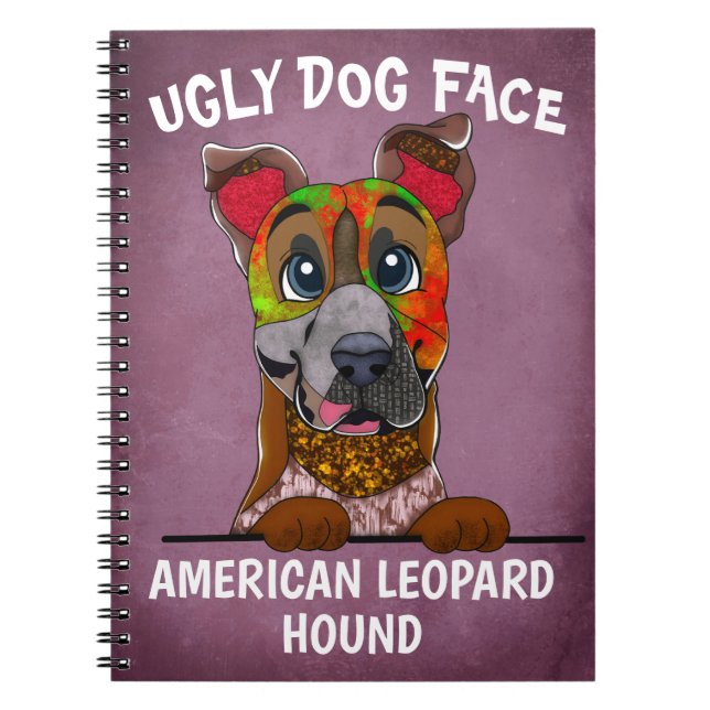 Unique American Leopard Hound ugly dog face  Notebook (Front)
