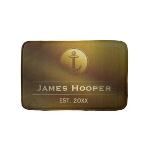 Unique anchor with name and date Nautical Gifts Bath Mat