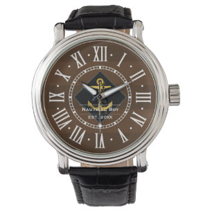 Unique anchor with name and date Nautical Gifts Watch