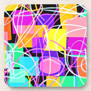 Unique And Colourful Neon Patterns Art Coaster