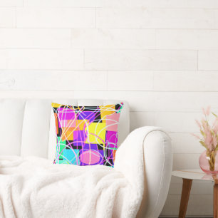 Unique And Colourful Neon Patterns Art Cushion