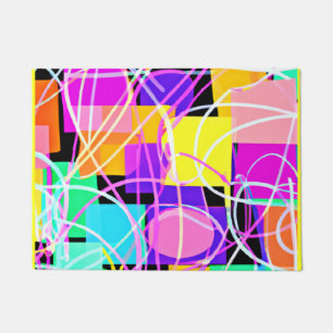 Unique And Colourful Neon Patterns Art Doormat