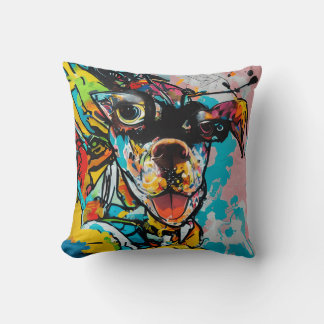 Unique and Colourful Super Dog Graffiti Style  Cushion