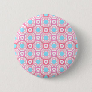 Unique and cute flower check 6 cm round badge