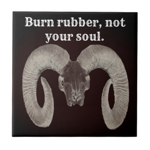 unique and handmade  goat skull ceramic tile