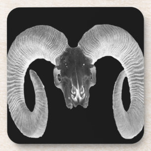 unique and handmade goat skull coaster