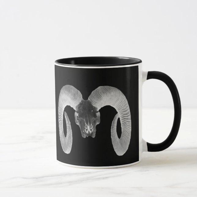 unique and handmade  goat skull mug (Right)