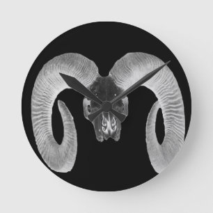 unique and handmade goat skull round clock