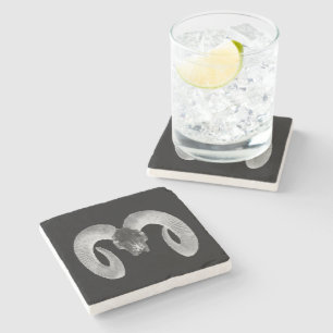 unique and handmade goat skull stone coaster