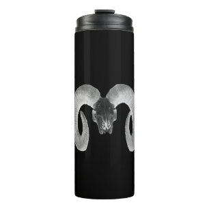 unique and handmade  goat skull  thermal tumbler