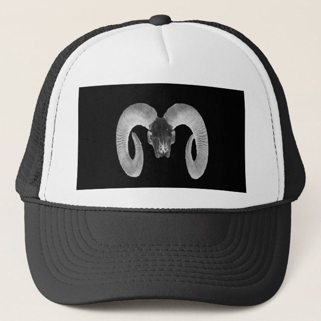 unique and handmade  goat skull trucker hat (Front)