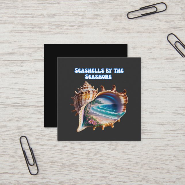 Unique and Modern Seashells Business Square Business Card (Front/Back In Situ)