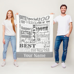 Unique And Special 100th Birthday Party Gifts Fleece Blanket