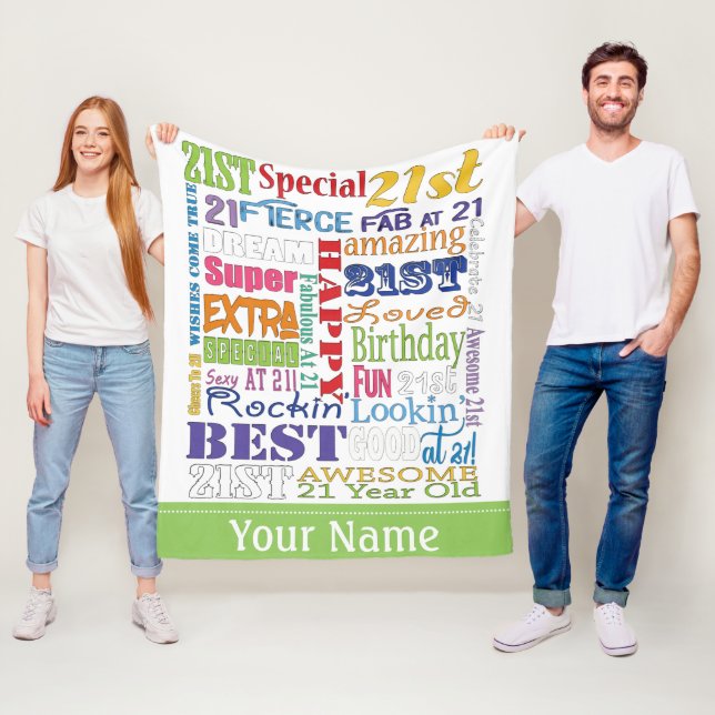 Unique And Special 21st Birthday Party Gifts Fleece Blanket (In Situ)