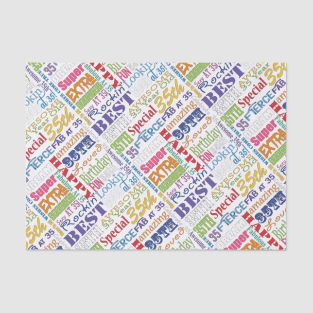 Unique And Special 35th Birthday Party Gifts Tissue Paper (Front)