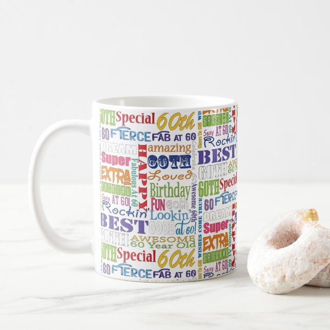 Unique And Special 60th Birthday Party Gifts Coffee Mug (With Donut)