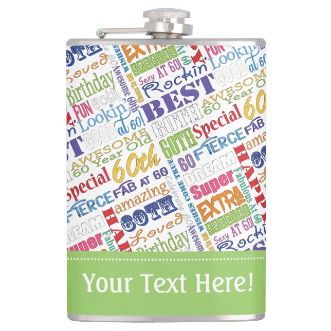 Unique And Special 60th Birthday Party Gifts Hip Flask (Front)