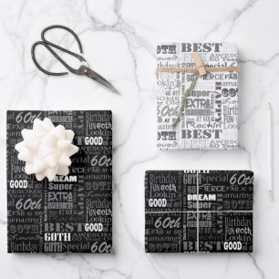 Unique And Special 60th Birthday Party Gifts Wrapping Paper Sheet