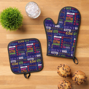 Unique And Special 65th Birthday Party Gifts Oven Mitt & Pot Holder Set
