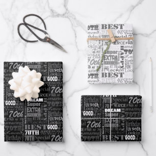 Unique And Special 70th Birthday Party Gifts Wrapping Paper Sheet