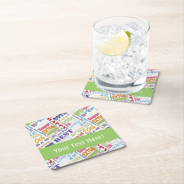 Unique And Special 80th Birthday Party Gifts Square Paper Coaster (Insitu)