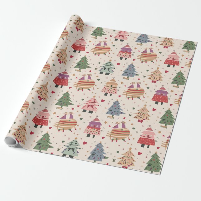 Unique and whimsical Christmas  Wrapping Paper (Unrolled)