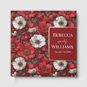 Unique Anemones Flower Mountain Wedding Guest Book