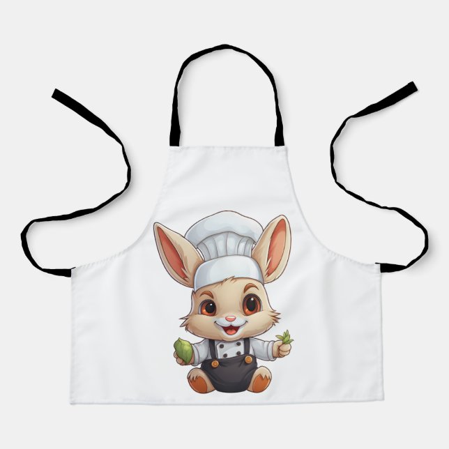 Unique Animal Lover Art Cute Chef Bunny  Apron (Front)