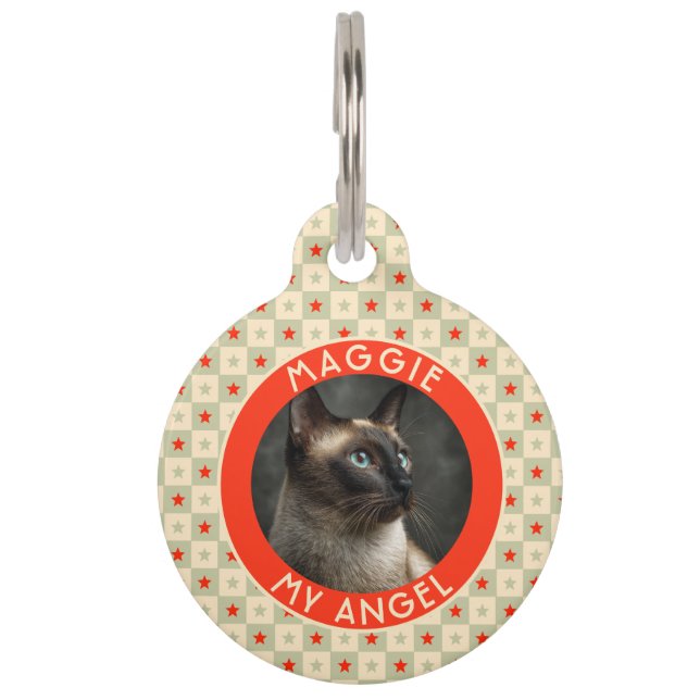 Unique Animal Lover Gift Square Pattern Pet Tag (Front)