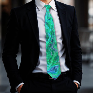 Unique Aqua Green Blue Monogram Tie