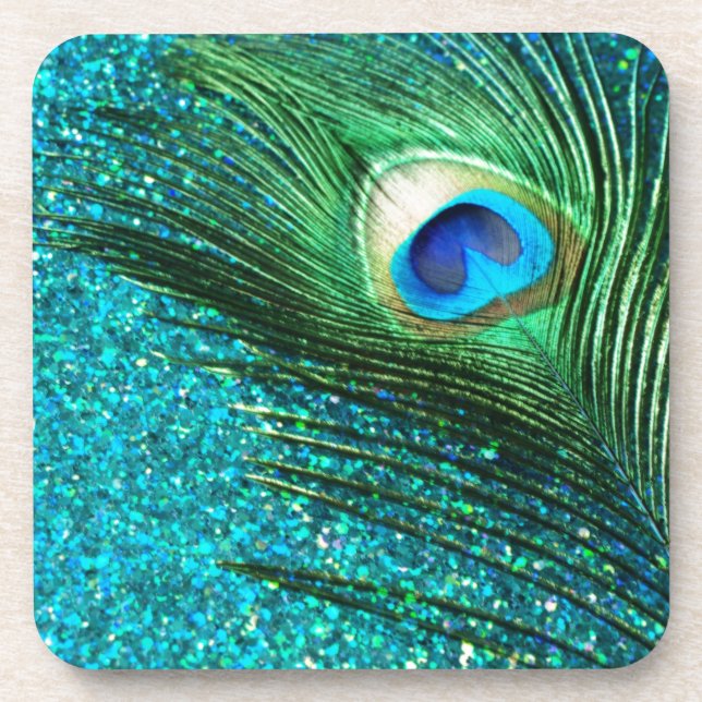 Unique Aqua Peacock Coaster (Front)