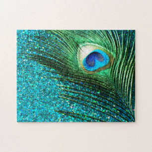 Unique Aqua Peacock Jigsaw Puzzle