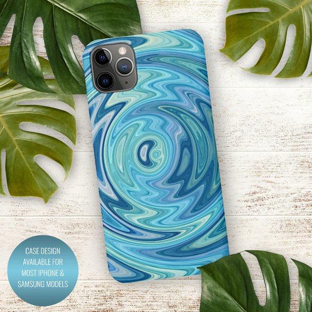 Unique Aqua Turquoise Blue Violet Summer Swirl Art iPhone Case (Creator Uploaded)