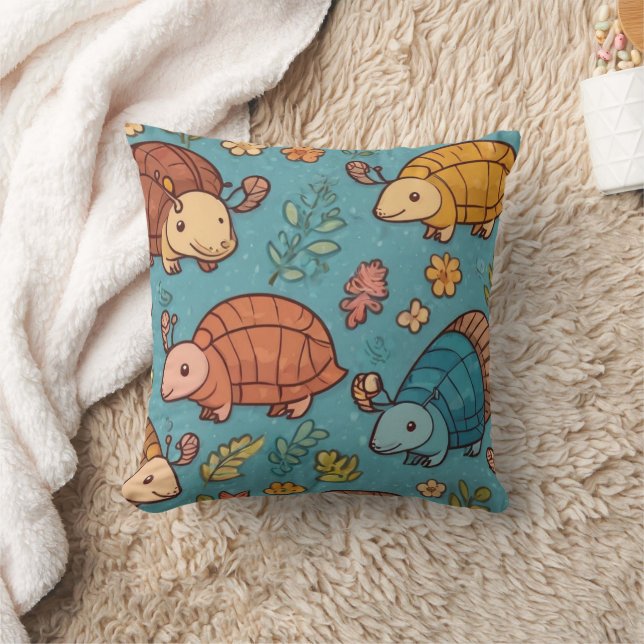 Unique Armadillo Floral Old Print Cushion (Blanket)