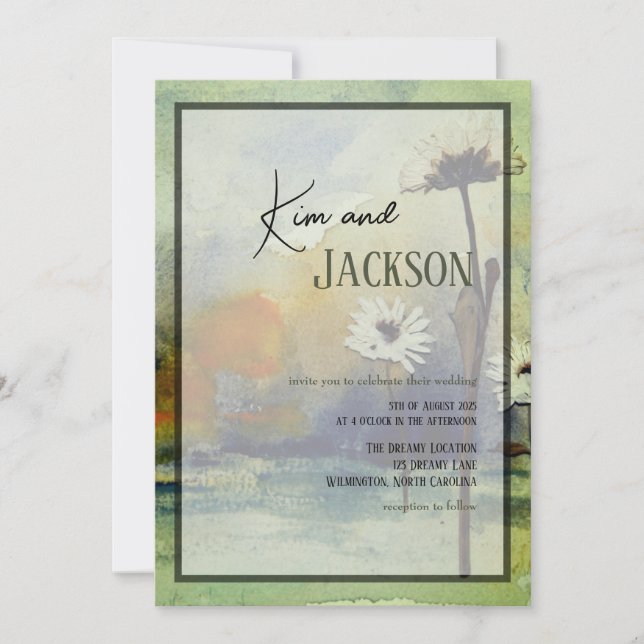 Unique Art Flower Wedding Invitation (Front)