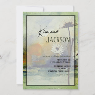 Unique Art Flower Wedding Invitation