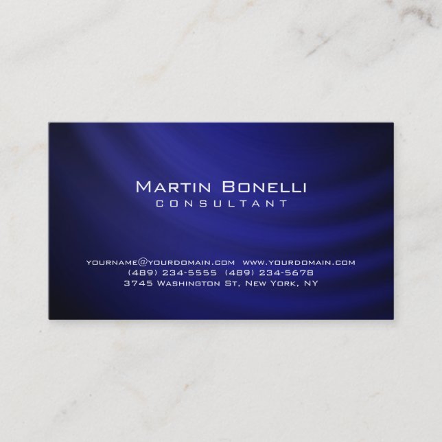 Unique artistic blue contemporary trendy business card (Front)